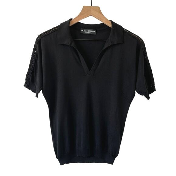 Dolce & Gabbana Black Silk V-Neck Knit Top Size 42 / US 6 - Picture 1 of 12